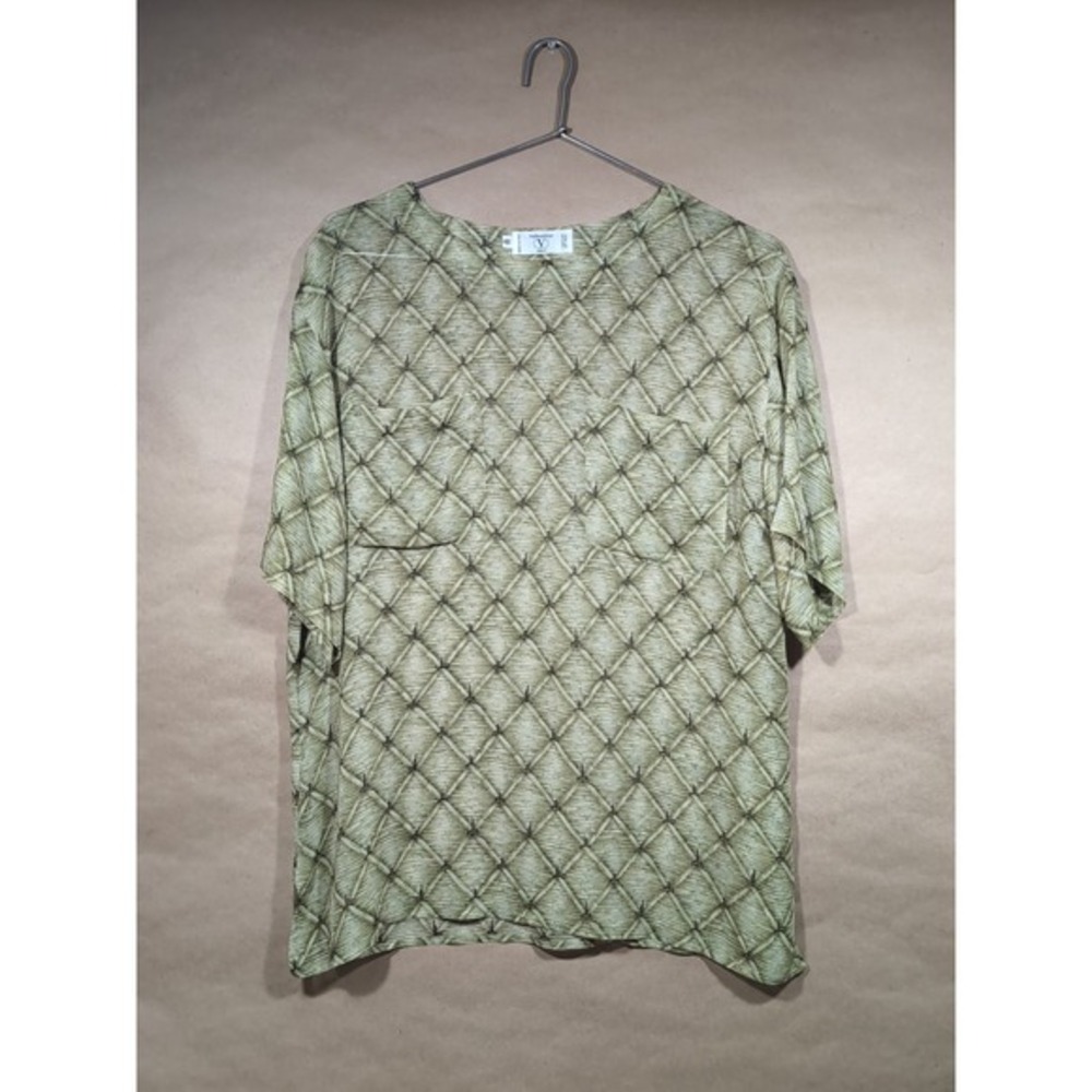 Vintage Valentino Miss V Size 44 / 10 Shirt Short Sleeve‎ Blouse Sheer Green